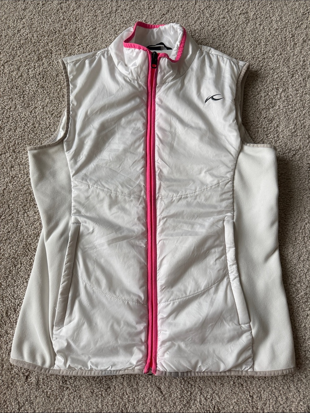 KJUS Golf White Pink Zip Up Performance Vest